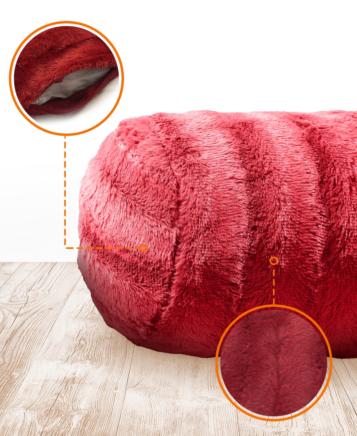 Cheer Collection Bolster Decorative Pillow Set, 8" X 24" In Red