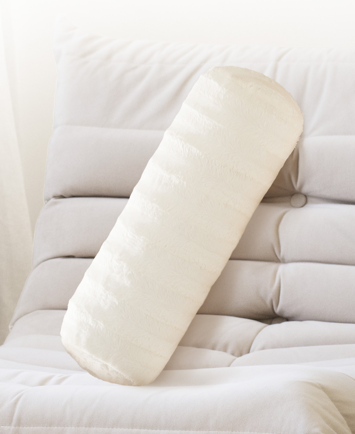 Cheer Collection Bolster Decorative Pillow Set, 8" X 24" In White