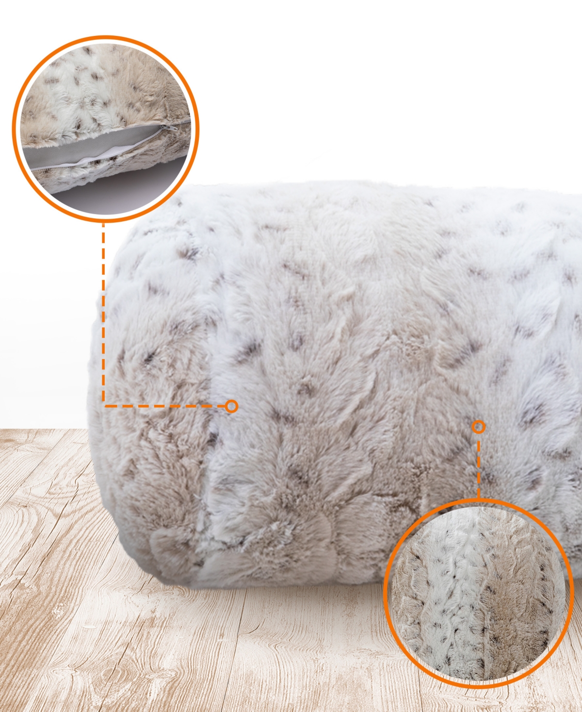 Cheer Collection Bolster Decorative Pillow Set, 8" X 24" In White
