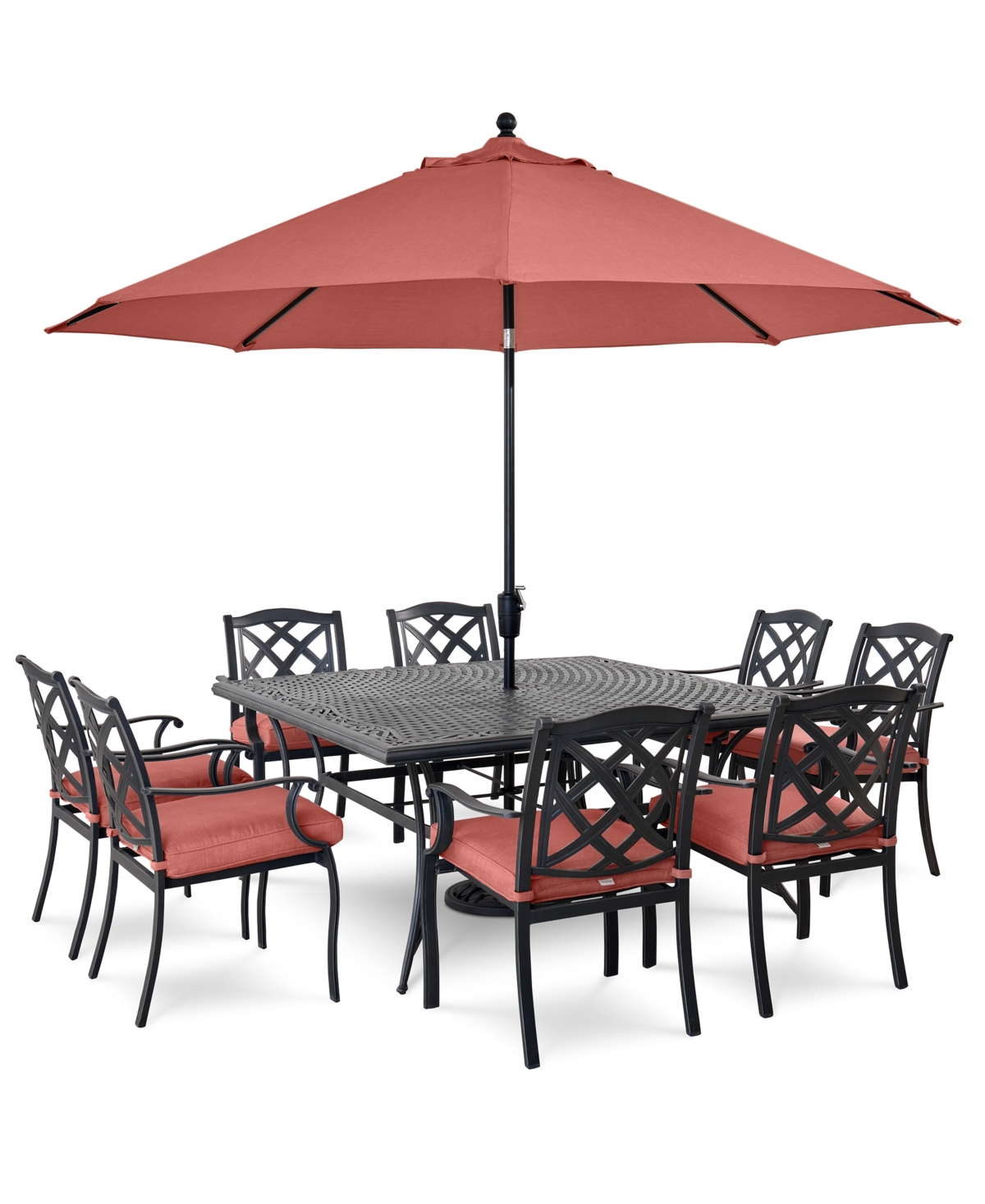 Agio Wythburn Outdoor Dining 9pc Set (64" Square Table & 8 Lattice Dining Chairs), Created For Macy's