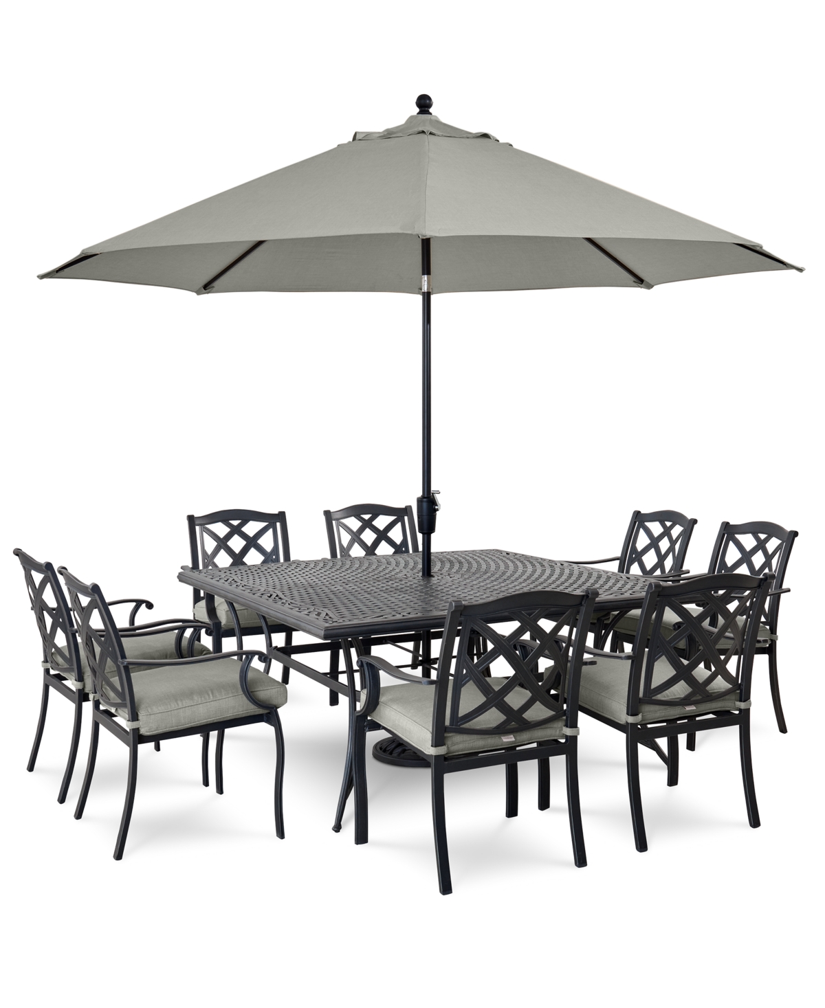 Agio Wythburn Outdoor Dining 9pc Set (64" Square Table & 8 Lattice Dining Chairs), Created For Macy's