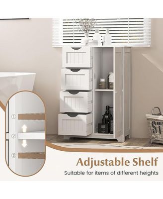 Bathroom Floor Cabinet Storage Organizer Cupboard w/ 4 Drawers Adjustable Shelf
