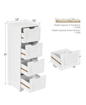 Bathroom Floor Cabinet Free-Standing Side Storage Organizer w/ 4 Drawers