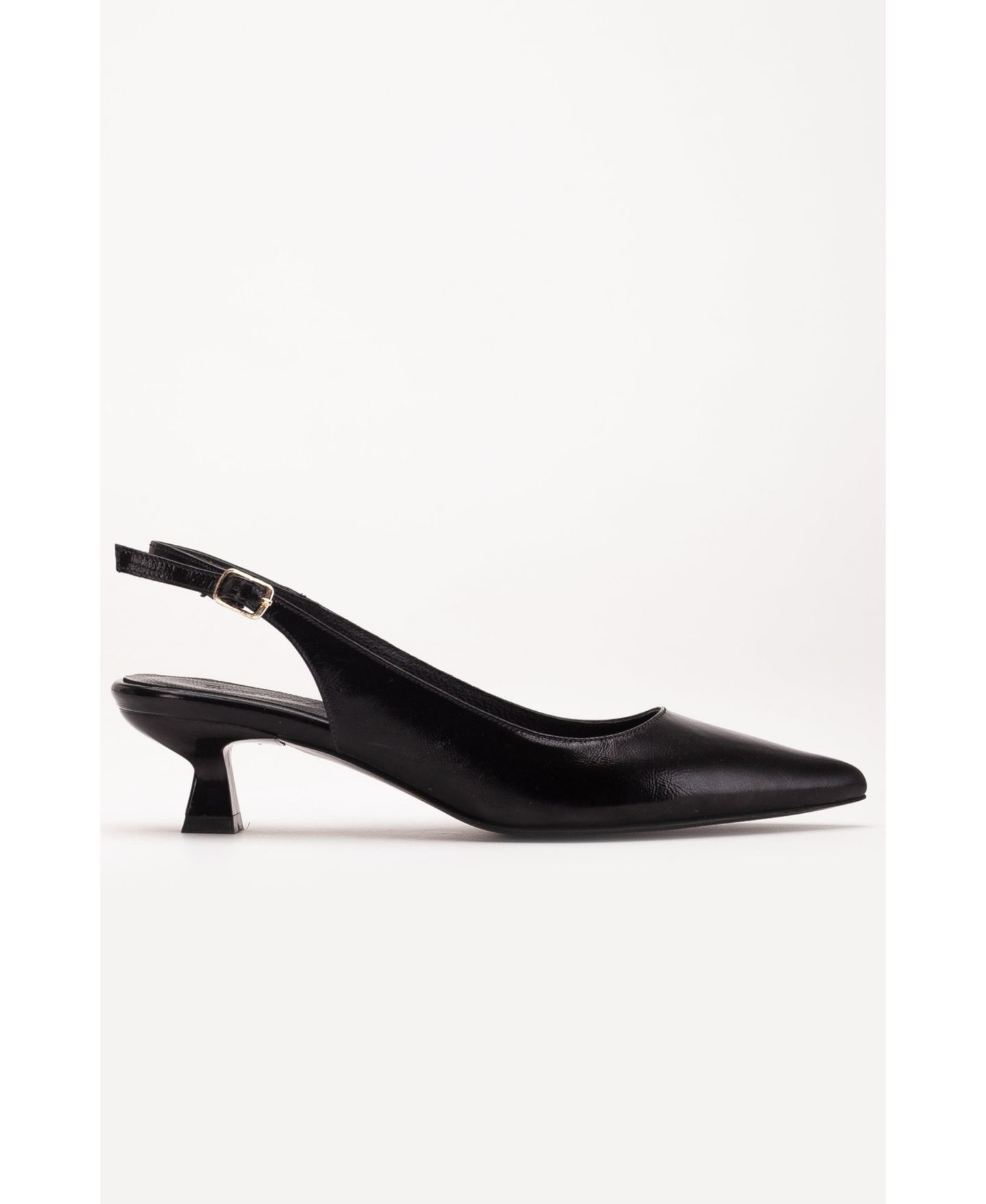 Женские туфли Forever & Always Shoes Lety Slingback Kitten Heel Leather, цвет: Чёрная лаковая кожа — фото 4