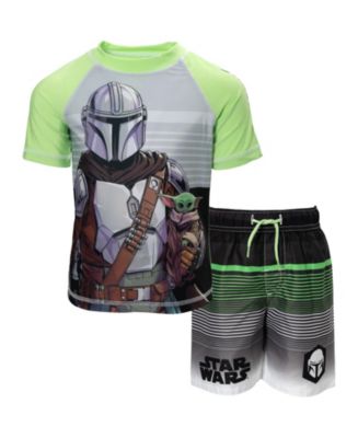 Star Wars Boys The Mandalorian Pullover Rash Guard and Swim Trunks ...