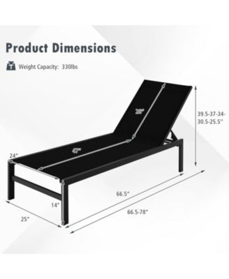 6-Position Chaise Lounge Chairs with Rustproof Aluminium Frame