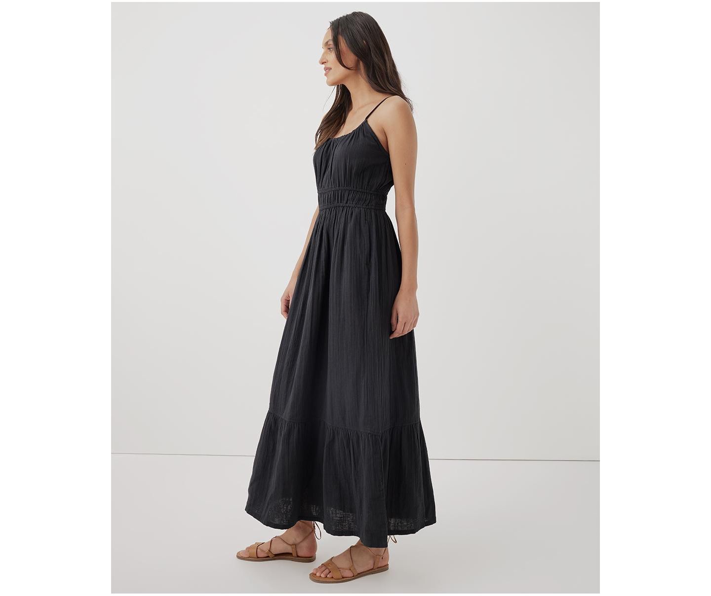 Женское платье Pact Organic Cotton Coastal Double Gauze Cami Maxi, цвет: Чёрный — фото 3