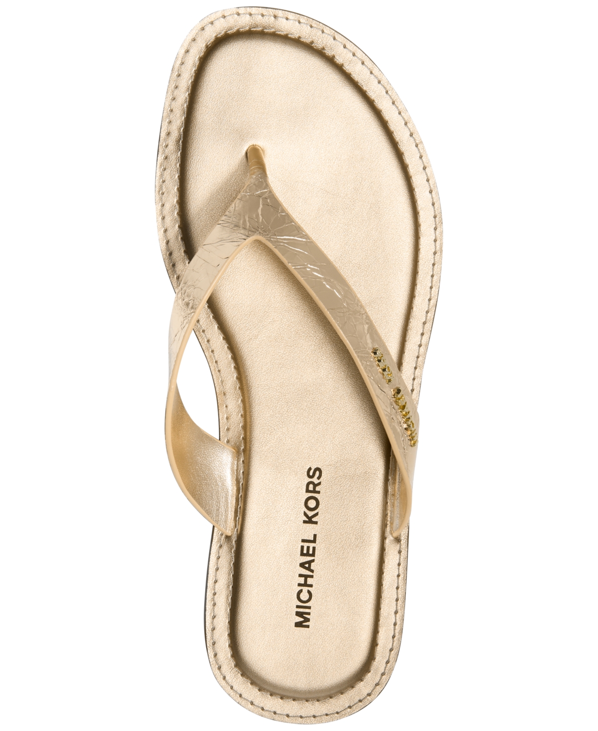 Michael Kors Koko Metallic Crackled Leather Flip Flop