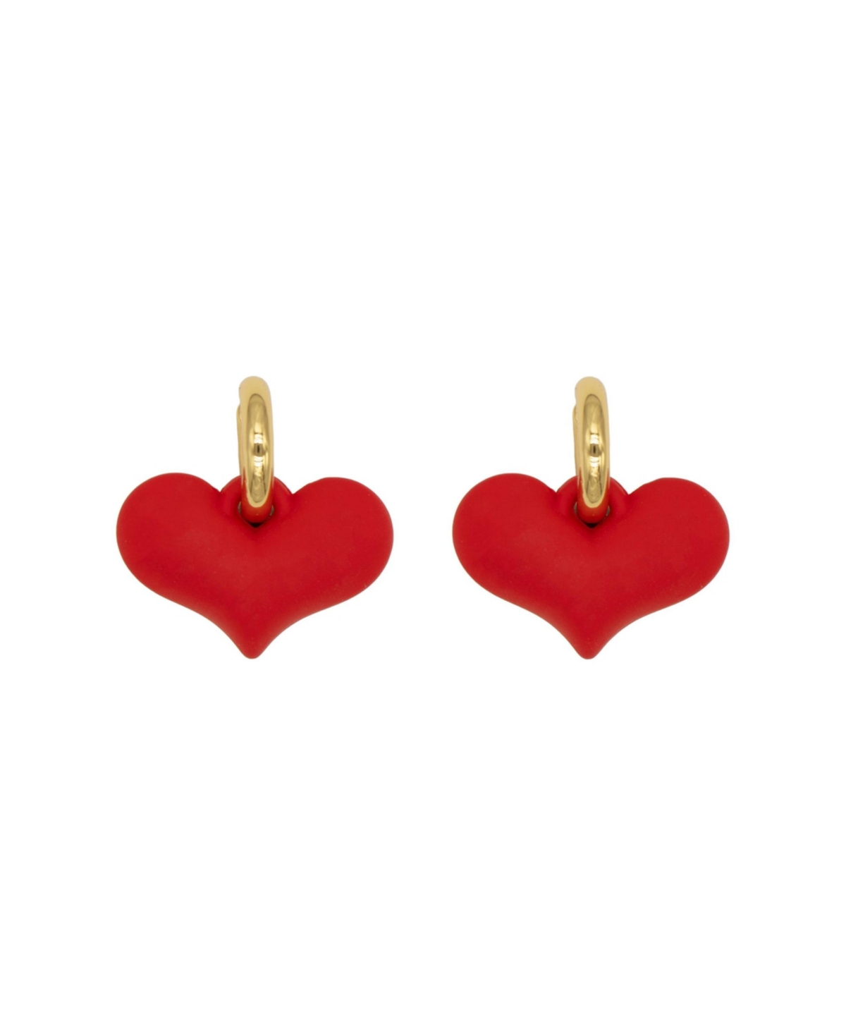 Chunky Heart Drop Earrings - Red