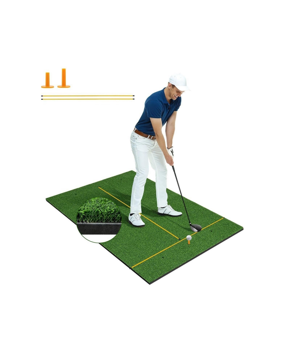 5 x 3 ft Artificial Turf Grass Practice Mat for Indoors and Outdoors - Green