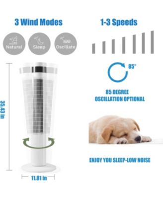 | Portable Oscillating Bladeless Fan | Electric Standing Fan with Remote, Quiet, 3 Speeds, Timer