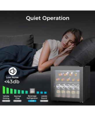 Beverage Fridge 48 Can Capacity, Digital Temp Control, LED Light, Reversible Door, 1.3 Cu.Ft, for Home, Office, Bar