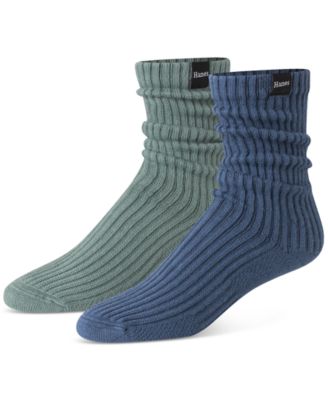 Hanes - Men's Originals Premium SuperSoft Slouch Crew Socks, 2-Pack