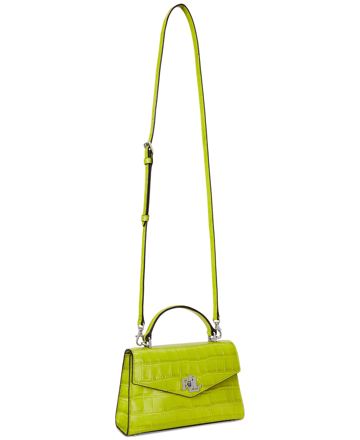 Ralph Lauren Crocodile-embossed Leather Small Farrah Satchel In Green