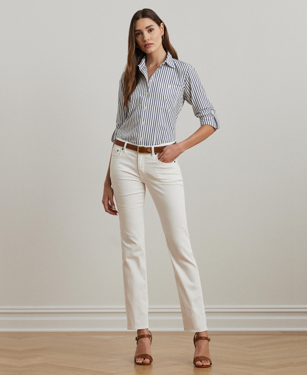 Super Stretch Premier Mid-Rise Straight Jeans, Regular and Short Lengths - White