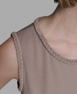 売れ筋商品|||カールラガーフェルド カットソー トップス レディース Women's Braided-Trim Sleeveless Top Black カールラガーフェルド レディース カットソー トップス Women´s