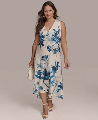 【Donna Karan New York】V-Neck High-Low Dress Donna Karan New York Plus Size V-Neck High-Low Dress - Macy's