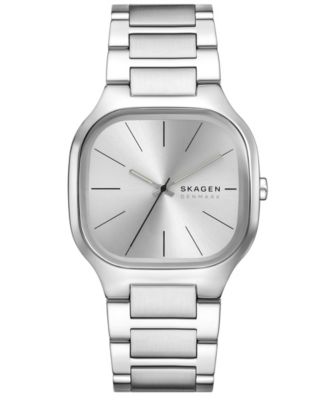 32336800_fpx.tif?$filterlrg$&  Skagen Hald Men\'s\' White Dial Quartz Watch Gunmetal Case Strap 40mm New Battery main image 0