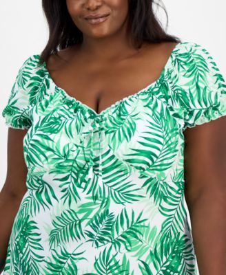 Trendy Plus Size Puff-Sleeve Midi Dress