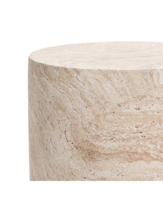 Travertine-Style Round Textured MgO Side Table