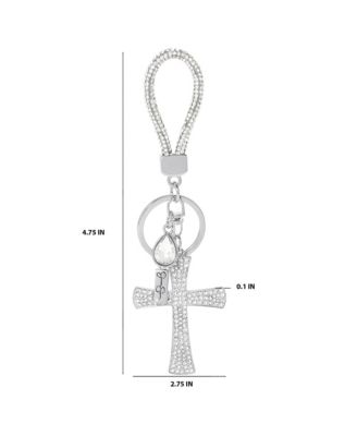 Pave Crystal Cross Keychain Bag Charm