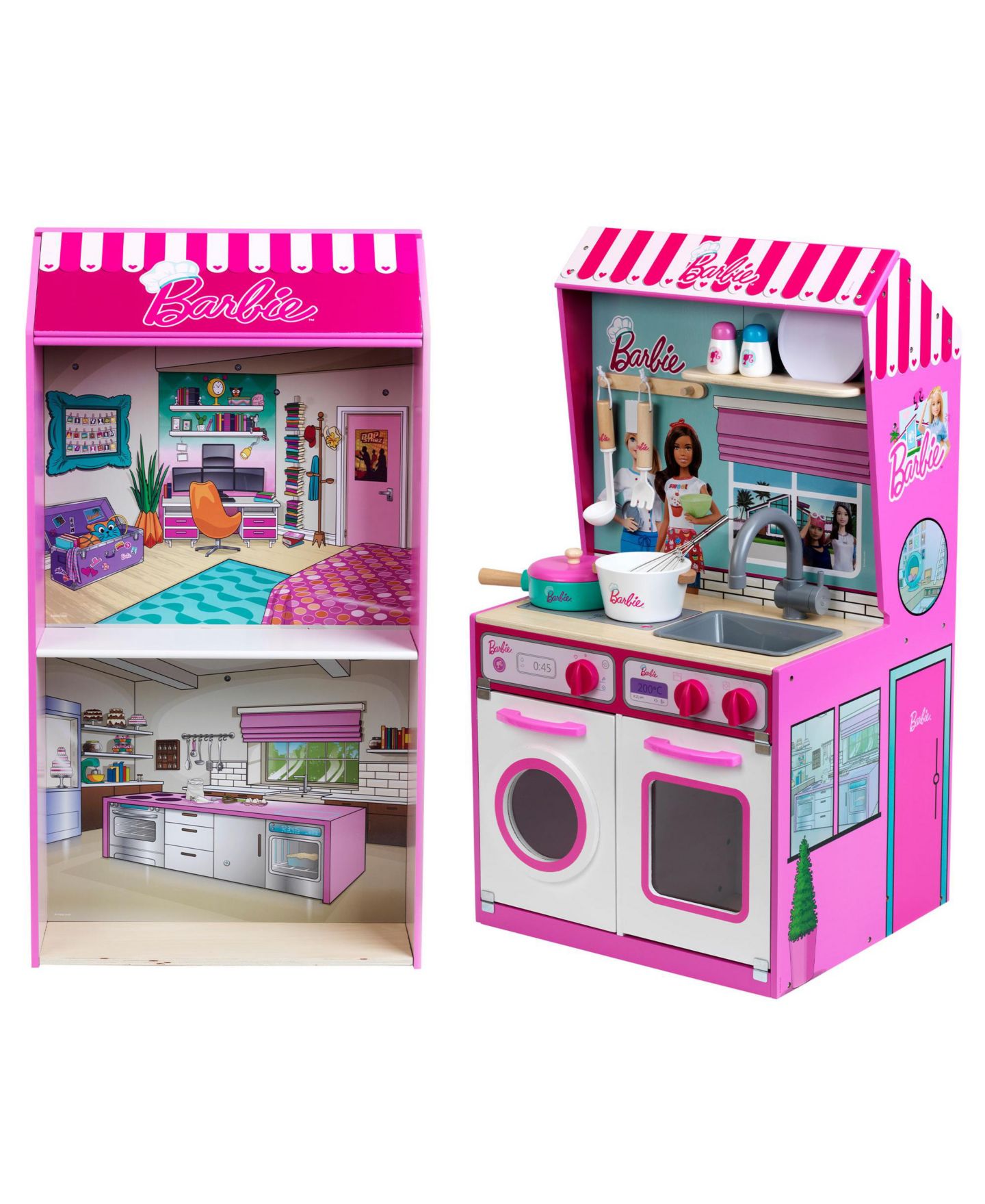 Деревянно-металлическая игрушечная кухня и кукольный домик Barbie Theo Klein 2-в-1 — фото 1