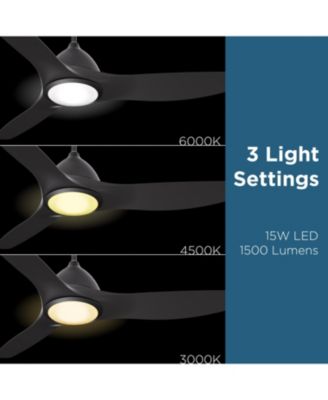 All Seasons 52" Ceiling Fan with Light, Quiet, Alexa/Google, 3 Color LED Lights, Reversible