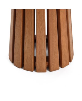 Outdoor Side Table, 17'' Natural Solid Wood Round Accent End Table, Modern Coffee Porch Tables for Indoor Outdoor, Plant Stand for Patio Garden Backyard