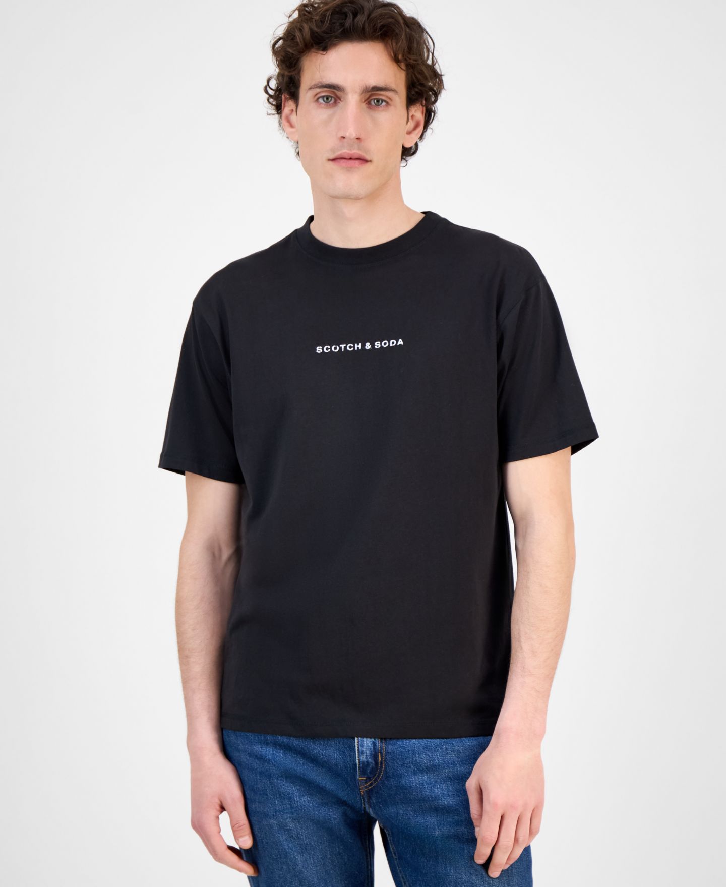 Мужская футболка SCOTCH & SODA Core Relaxed-Fit Logo, цвет: Чёрный — фото 1