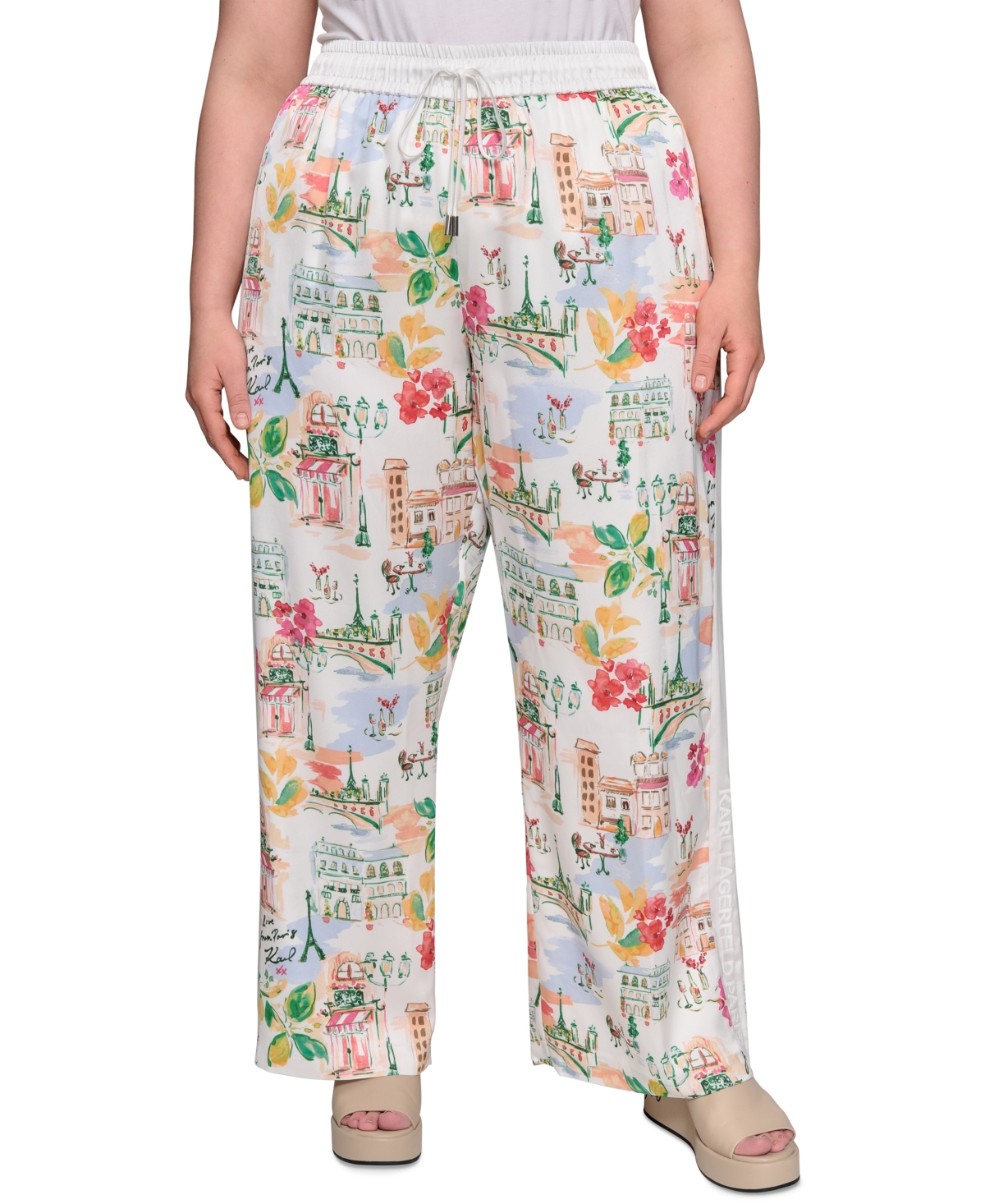 Karl Lagerfeld Plus Size Conversational Soft Pants