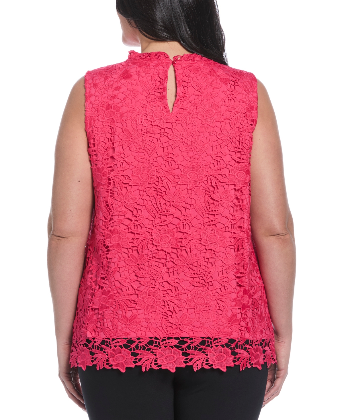 RAFAELLA PLUS SIZE SCALLOPED LACE SLEEVELESS TOP