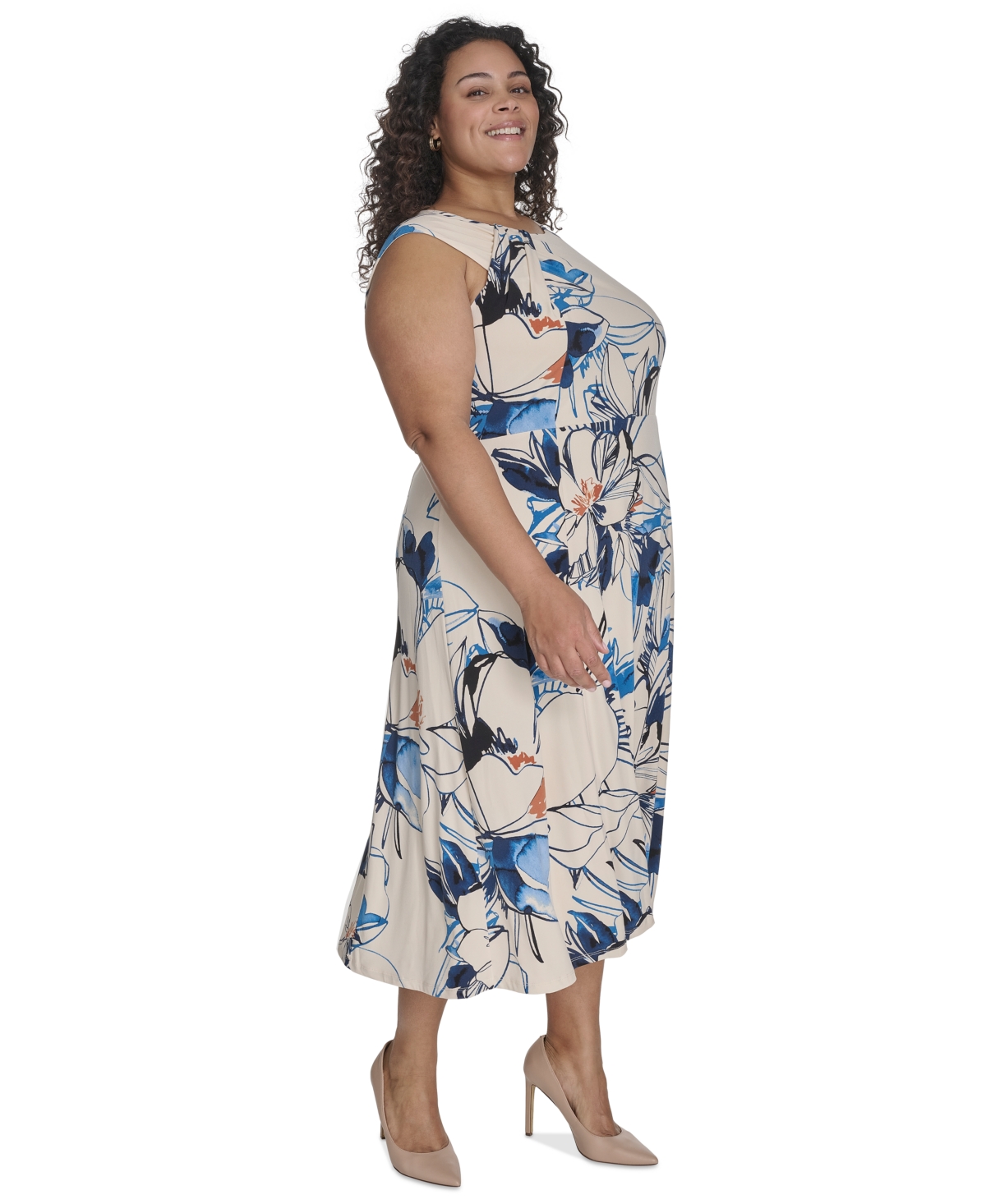 Calvin Klein Plus Size Asymmetric-accent Midi Dress
