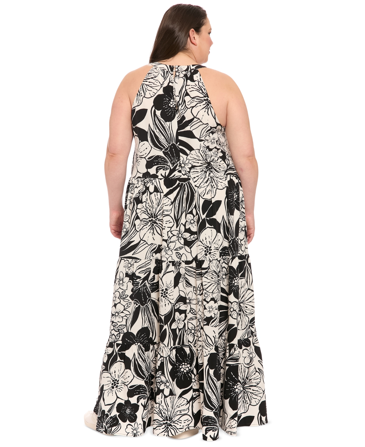 London Times Floral Sleeveless Tiered Maxi Sundress In Multi