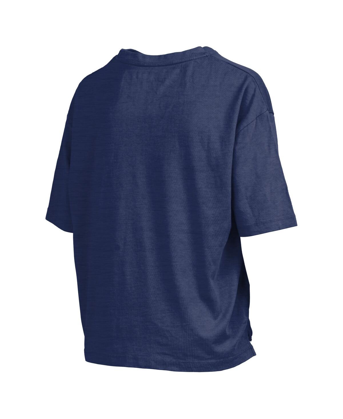 PRESSBOX WOMEN'SÂ NAVY NOTRE DAME FIGHTING IRISH NELSON ARCH OVER LOGO WAIST LENGTH OVERSIZED SLUB T-SHIRT 