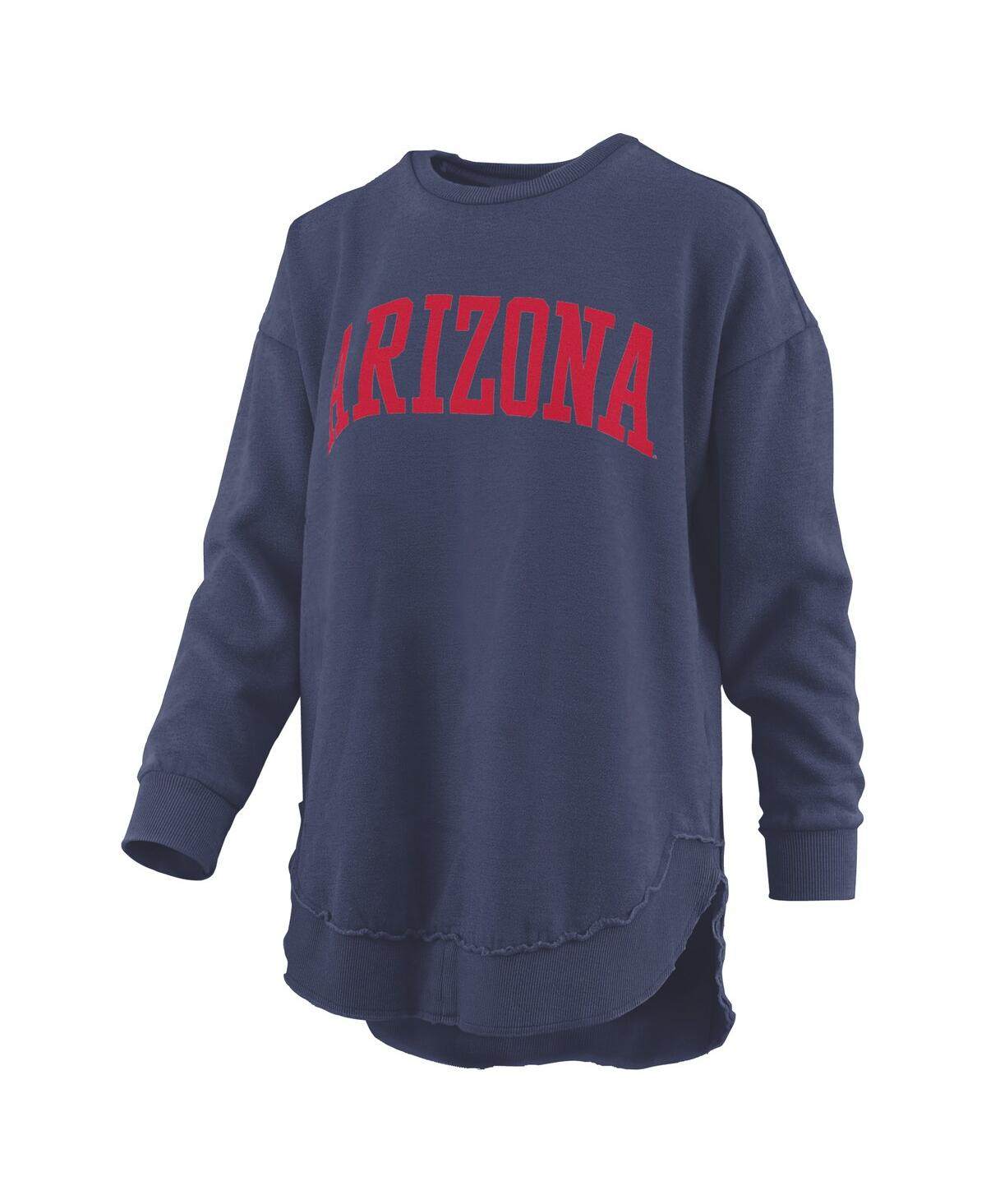 Shop Pressbox Women's Navy Arizona Wildcats Melange Poncho Vintage Fleece Long Sleeve Pullover Sweatshirt