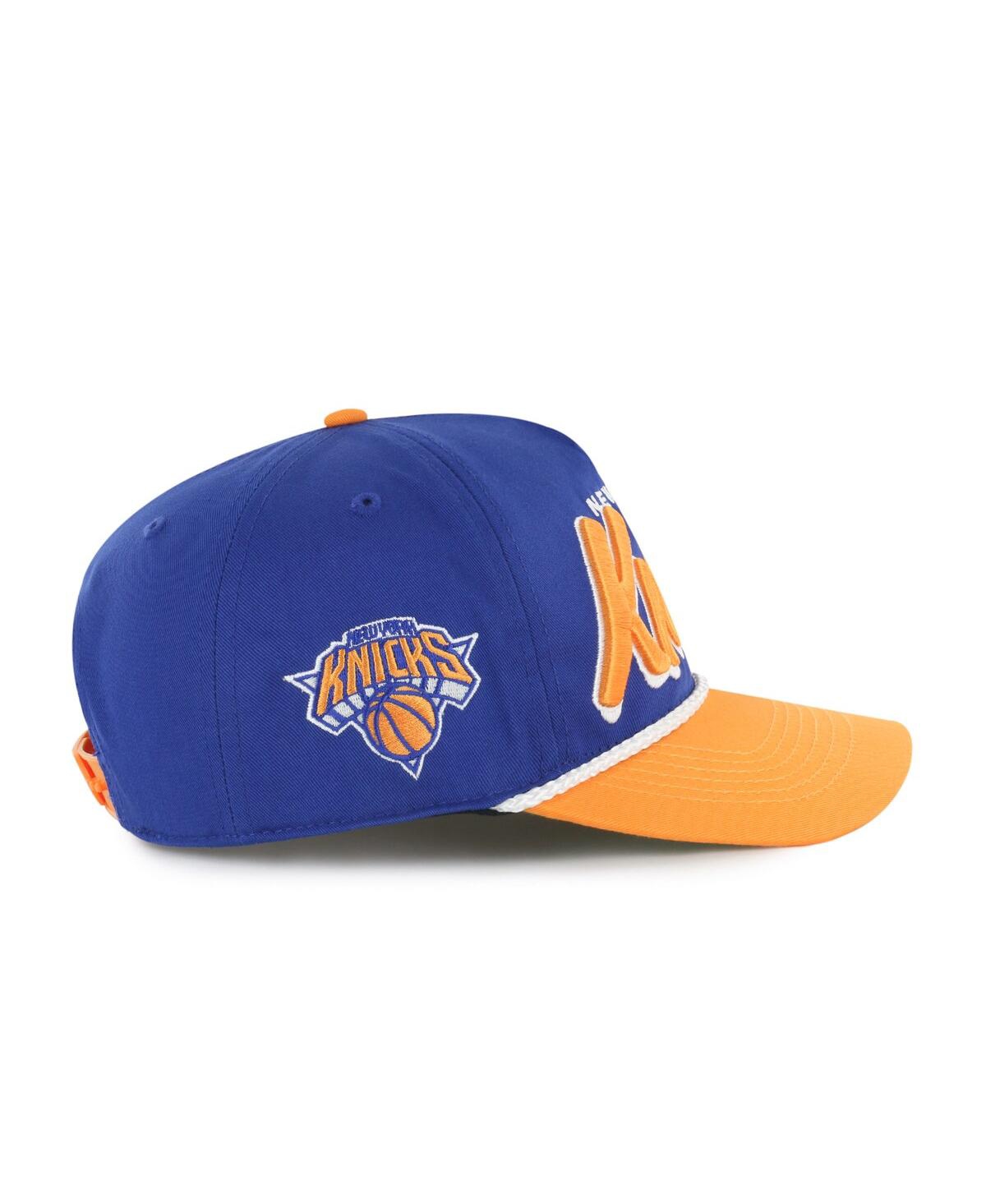 47 BRAND MEN'S BLUE/ORANGE NEW YORK KNICKS DROP SHADOW ROPE HITCH ADJUSTABLE HAT 