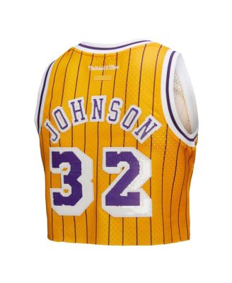 X Dannijo Women's Yellow Magic Johnson Los Angeles Lakers Fashion Cropped Basketball Jersey