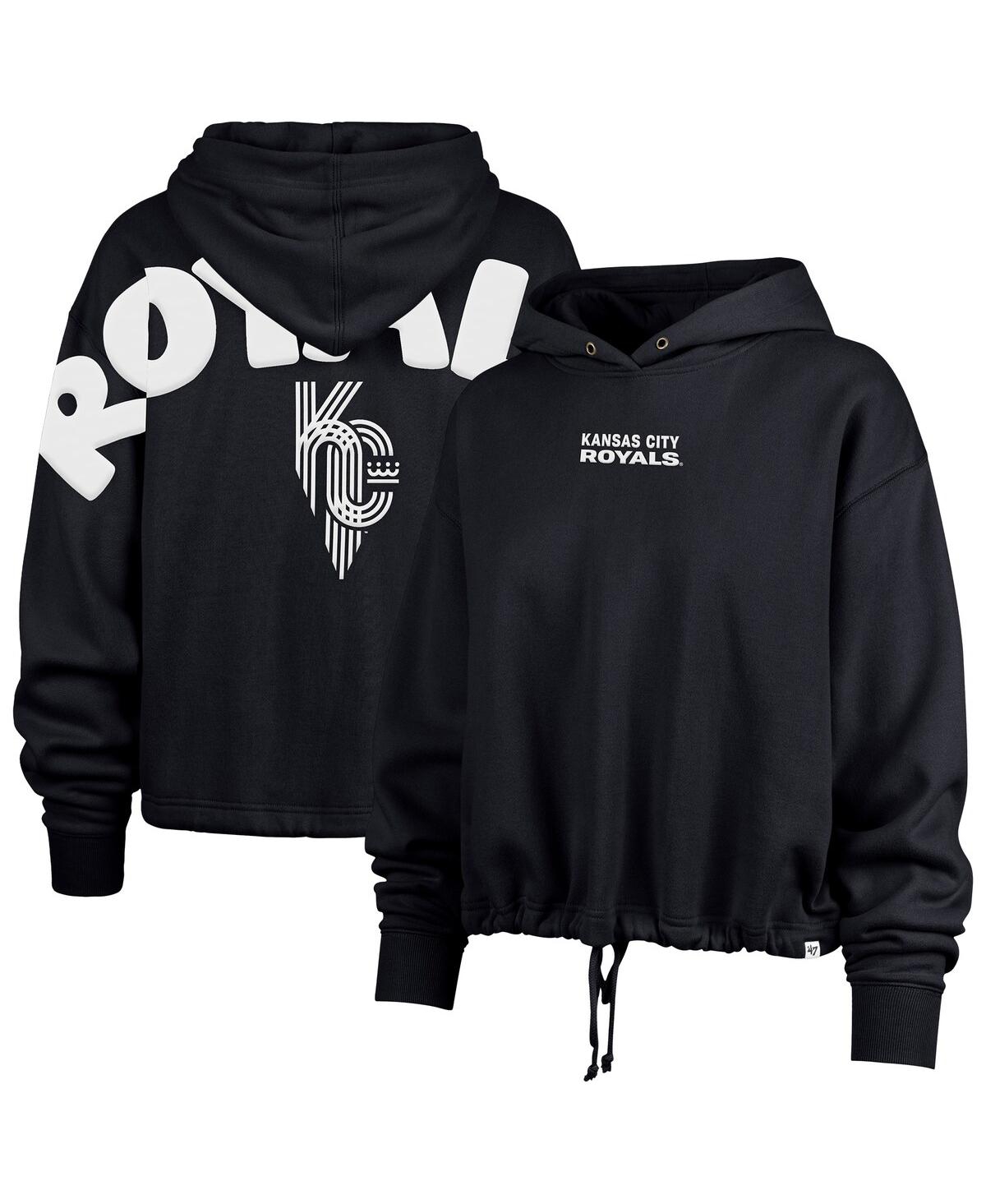 Women's Navy Kansas City Royals City Connect Venice Cropped Pullover Hoodie - Navy