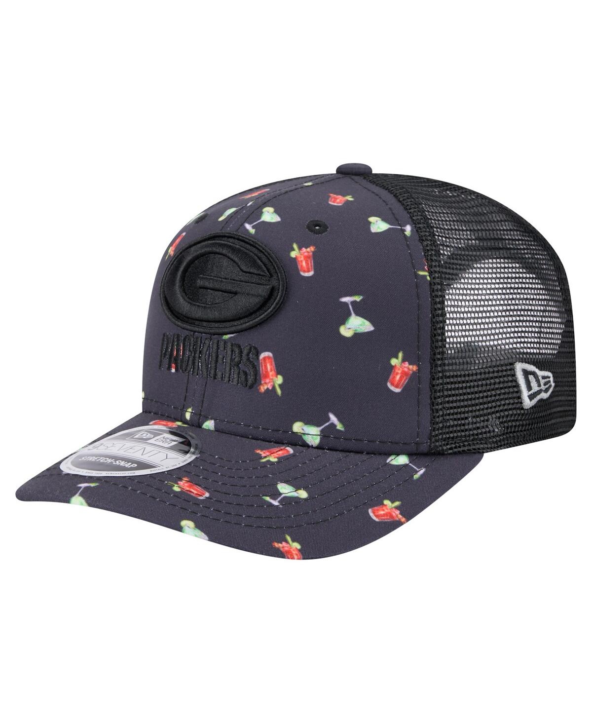 NEW ERA MEN'S NAVY/BLACK GREEN BAY PACKERS ADVENTURE DRINKS PATTERN 9SEVENTY STRETCH-SNAP HAT 
