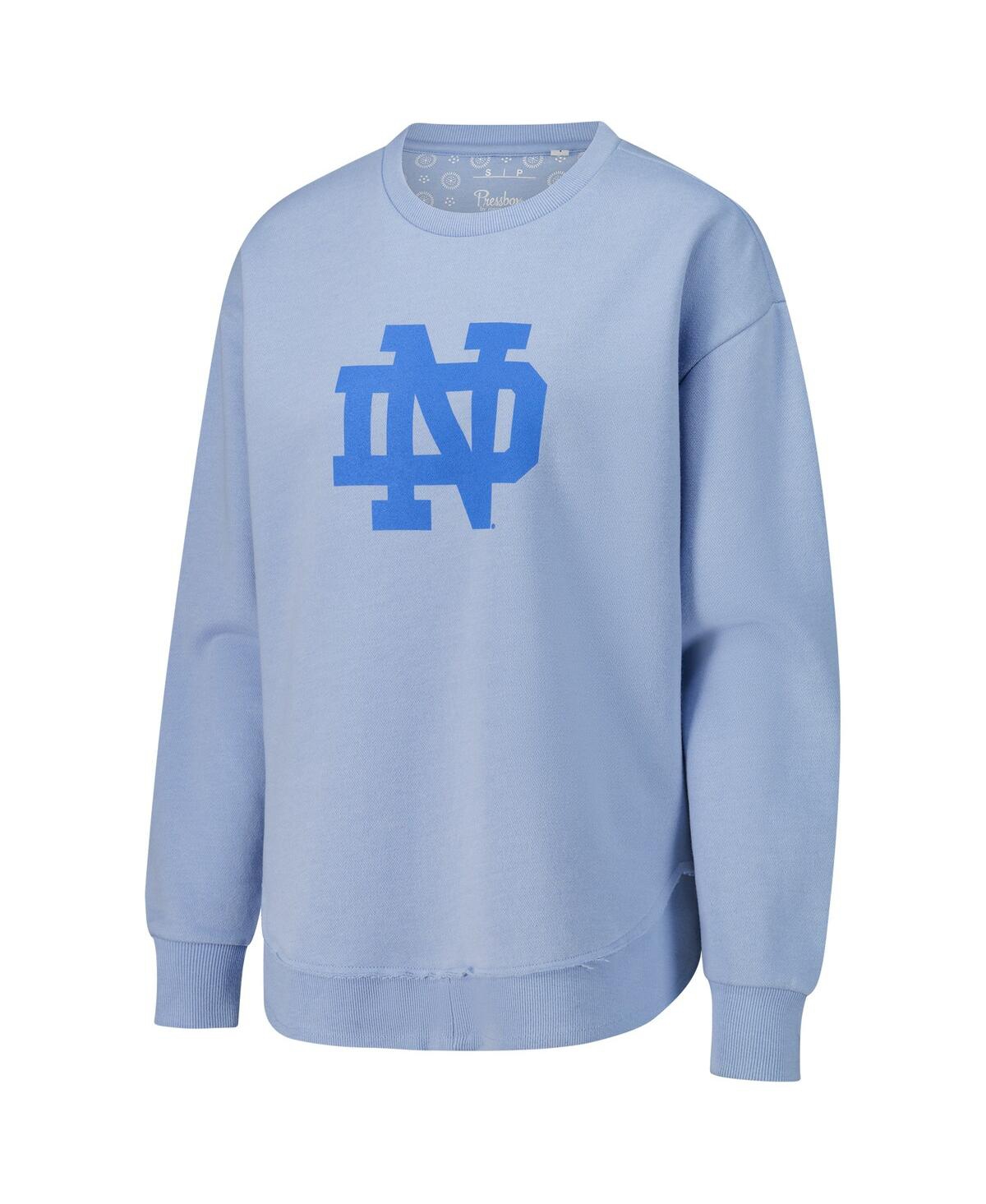 PRESSBOX WOMEN'SÂ LIGHT BLUE NOTRE DAME FIGHTING IRISH PONCHO FLEECE PULLOVER SWEATSHIRT 