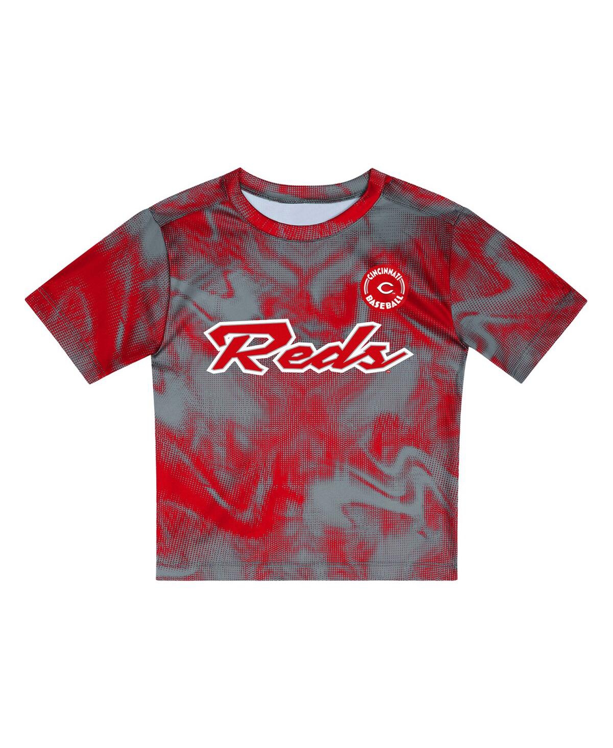 Outerstuff Toddler Gray/red Cincinnati Reds Pinch Hitter Infielder T-shirt And Shorts Set In Gray,red