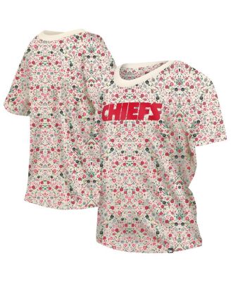 New Era - Women's  Cream Kansas City Chiefs Glam Game Floral T-Shirt