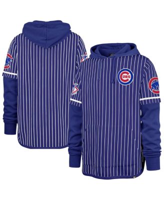 '47 Brand - Men's Royal Chicago Cubs Pinstripe Double Header Pullover Hoodie