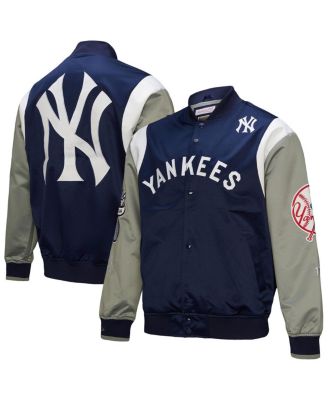 Mitchell & Ness - Men's  Navy/Gray New York Yankees Cooperstown Collection Team Origins Satin Full-Snap Jacket