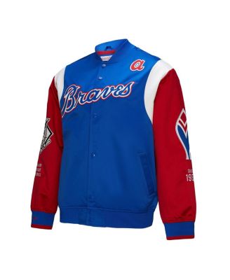 Men's Royal/Red Atlanta Braves Cooperstown Collection Team Origins Satin Full-Snap Jacket