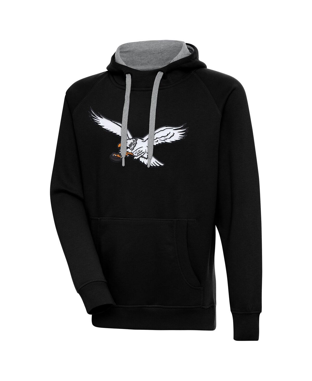 Men's Black Philadelphia Eagles Throwback Logo Victory Pullover Hoodie - Black