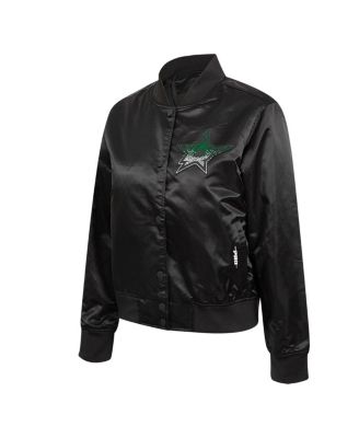 Women's Black Dallas Stars Rhinestone Jewels Satin Full-Snap Jacket