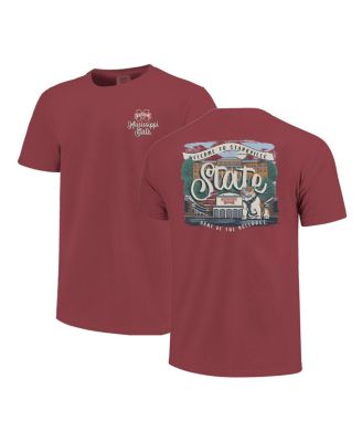 Women's Maroon Mississippi State Bulldogs Comfort Colors Campus Scene Drawing Script T-Shirt