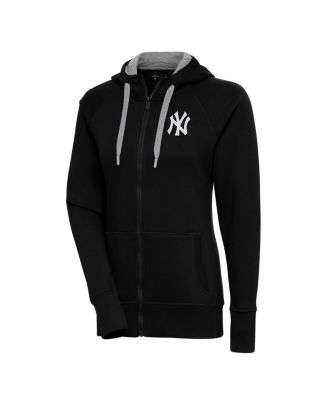 Antigua - Women's  Black New York Yankees Brushed Metallic Victory Full-Zip Hoodie