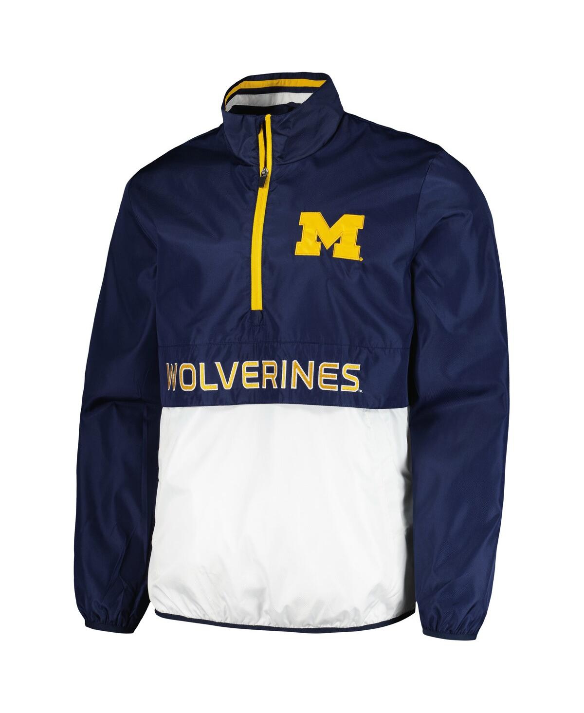 Shop G-iii Sports By Carl Banks Men's Navy Michigan Wolverines Cornermanâ Half-zip Top